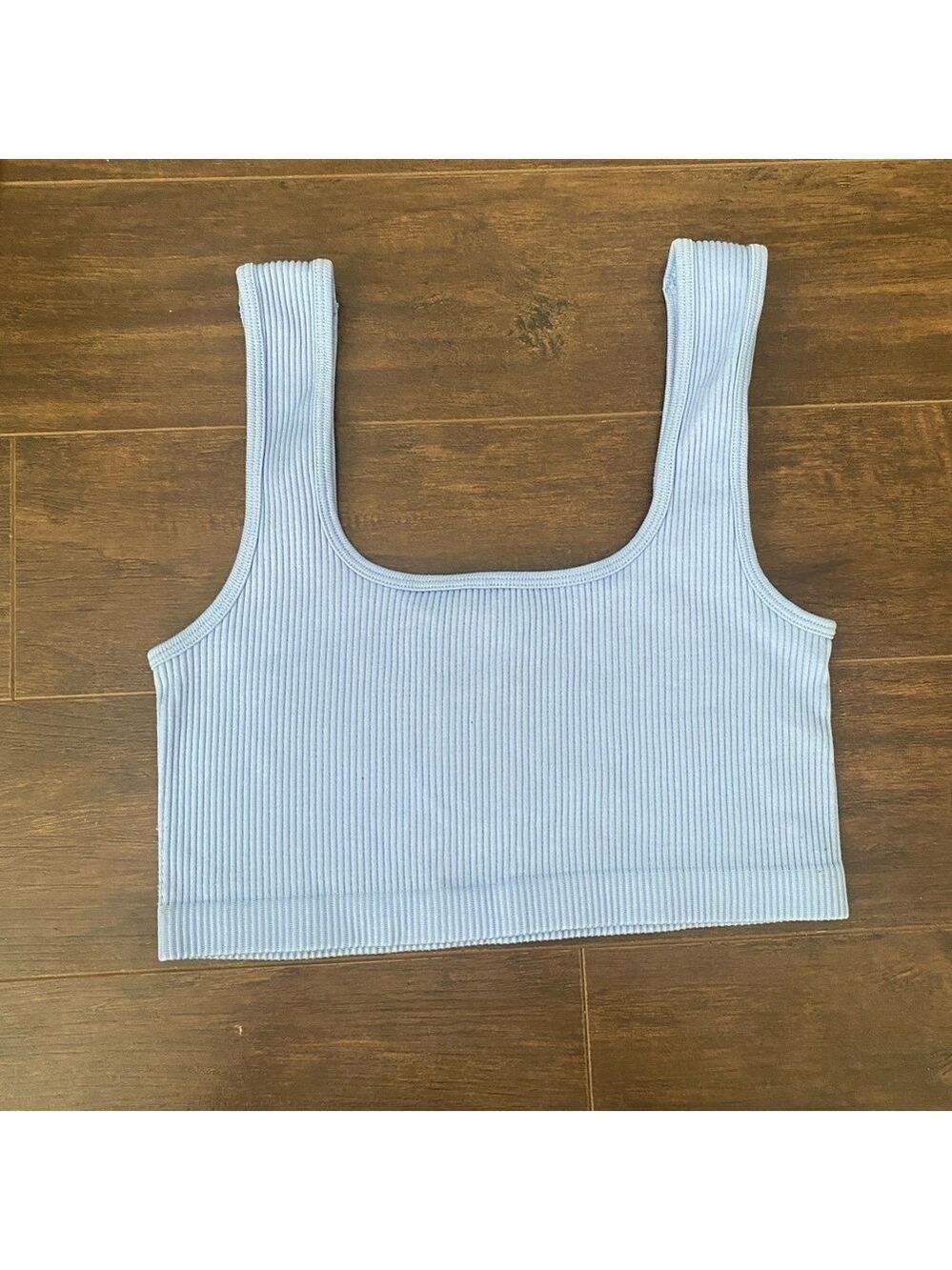 Dynamite Light Blue Ribbed Cropped Top XS - Picture 2 of 6